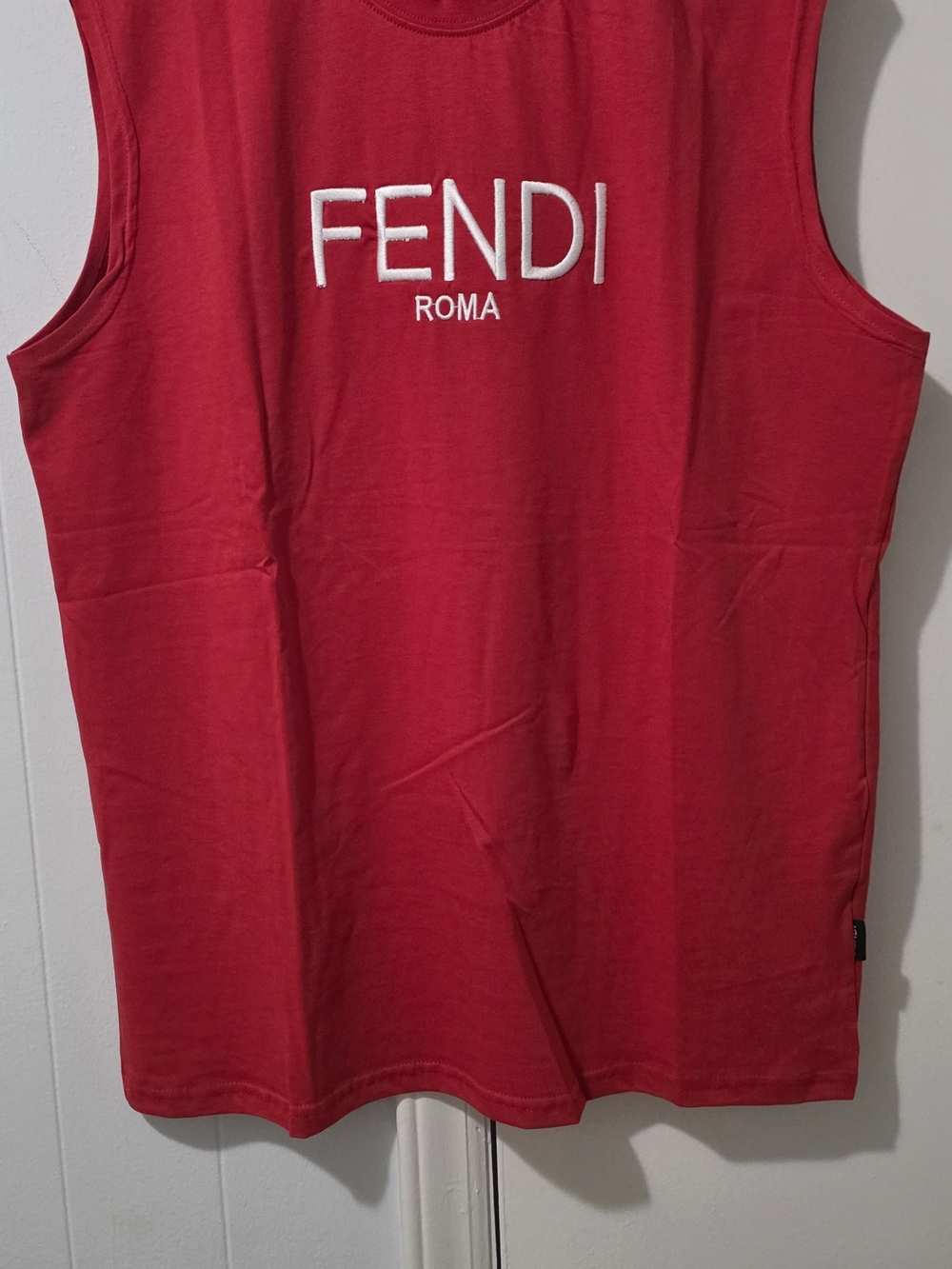 Fendi Red Sleeveless Roma Logo Tank Top